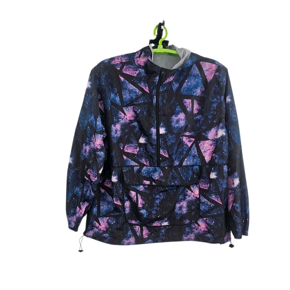 No Boundaries Men's Galaxy Print Half-Zip Anorak Windbreaker Jacket Size Large